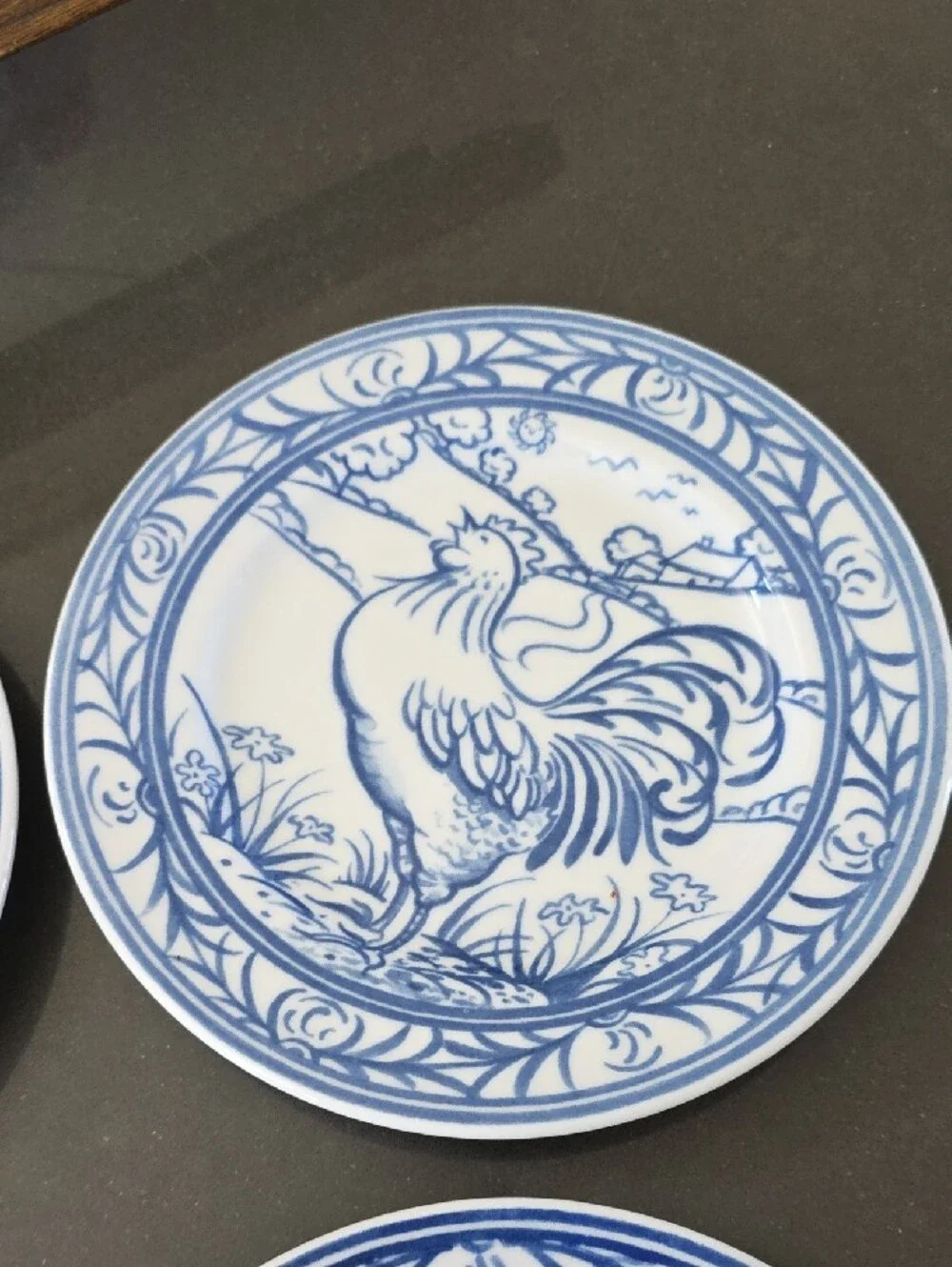 Williams Sonoma Blue and White Farm Animal Plate Set - 5 Pieces